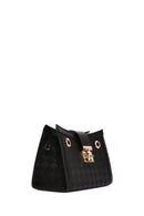 Women's Black Long Strap Printed Shoulder Bag | Derimod Women's Black Long Strap Printed Shoulder Bag | Derimod