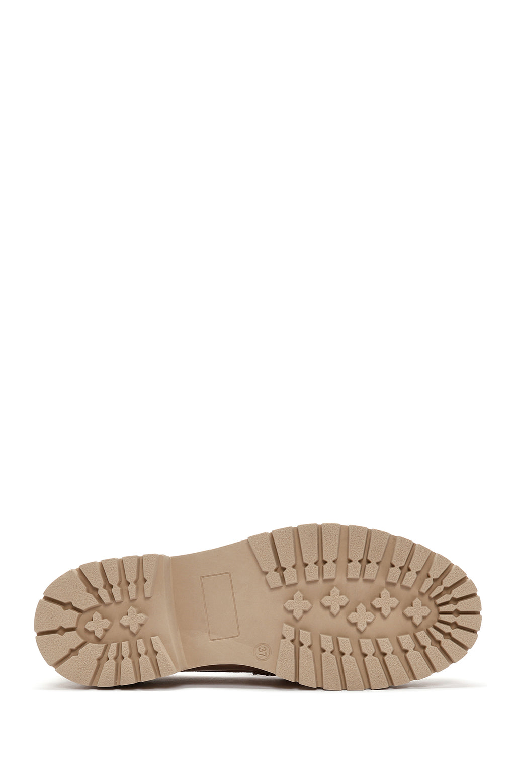 Kadın Bej Kalın Tabanlı Deri Maskülen Loafer