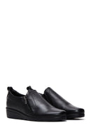Women's Black Leather Wedge Heeled Comfort Shoes | Derimod Women's Black Leather Wedge Heeled Comfort Shoes | Derimod