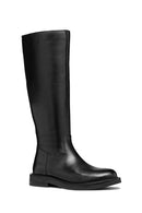Geox Women's Black Serilda Zippered Leather Boots | Derimod Geox Women's Black Serilda Zippered Leather Boots | Derimod