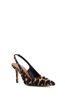 Kadın Leopar Arkası Açık İnce Topuklu Deri Ayakkabı | Derimod Kadın Leopar Arkası Açık İnce Topuklu Deri Ayakkabı | Derimod