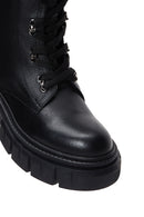 Women's Black Leather Zippered Thick Soled Boots | Derimod Women's Black Leather Zippered Thick Soled Boots | Derimod