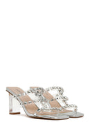 Women's Silver Transparent Thick Heeled Slippers | Derimod Women's Silver Transparent Thick Heeled Slippers | Derimod