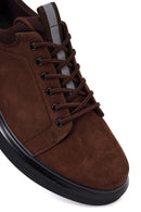 Male Brown Lace-up Thick-soled Nubuck Leather Sneaker | Derimod Male Brown Lace-up Thick-soled Nubuck Leather Sneaker | Derimod