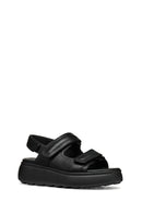 Geox Kadın Siyah D Spherica Ec4.1 S A - Nappa Bantlı Deri Sandalet | Derimod Geox Kadın Siyah D Spherica Ec4.1 S A - Nappa Bantlı Deri Sandalet | Derimod