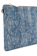 Women's Blue Long Chain Strap Jean Fabric Clutch Bag | Derimod Women's Blue Long Chain Strap Jean Fabric Clutch Bag | Derimod