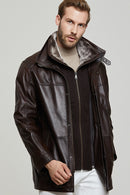 Eduardo Men's Brown Leather Coat | Derimod Eduardo Men's Brown Leather Coat | Derimod