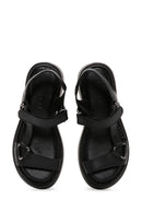 Kadın Siyah Bilekten Bantlı Deri Comfort Sandalet | Derimod Kadın Siyah Bilekten Bantlı Deri Comfort Sandalet | Derimod