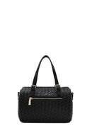 Woman Black Long-Strap Woven Shoulder Bag | Derimod Woman Black Long-Strap Woven Shoulder Bag | Derimod