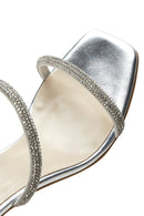 Women's Silver Stone Heeled Slippers | Derimod Women's Silver Stone Heeled Slippers | Derimod