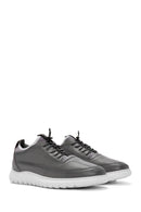 Men's Gray Lace-Up Leather Casual Sneaker | Derimod Men's Gray Lace-Up Leather Casual Sneaker | Derimod
