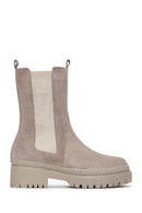 Women's Gray Suede Leather Chelsea Boots | Derimod Women's Gray Suede Leather Chelsea Boots | Derimod