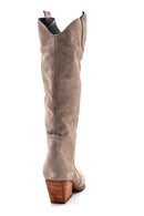 Women's Suede Leather Heeled Cowboy Boots | Derimod Women's Suede Leather Heeled Cowboy Boots | Derimod