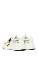 Woman White Lace-Up Thick-Soled Charm Sneaker | Derimod Woman White Lace-Up Thick-Soled Charm Sneaker | Derimod