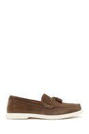 Erkek Bej Püsküllü Süet Deri Casual Loafer | Derimod Erkek Bej Püsküllü Süet Deri Casual Loafer | Derimod