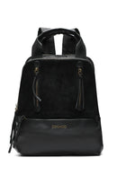 Women's Black Suede Backpack | Derimod Women's Black Suede Backpack | Derimod