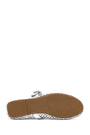 Women's Silver Mesh Stone-Studded Ballet Flats | Derimod Women's Silver Mesh Stone-Studded Ballet Flats | Derimod