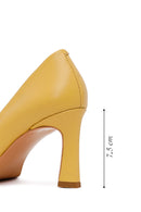 Woman Yellow Thick-Heeled Leather Stiletto | Derimod Woman Yellow Thick-Heeled Leather Stiletto | Derimod