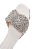 Women's White Stone Slippers | Derimod Women's White Stone Slippers | Derimod