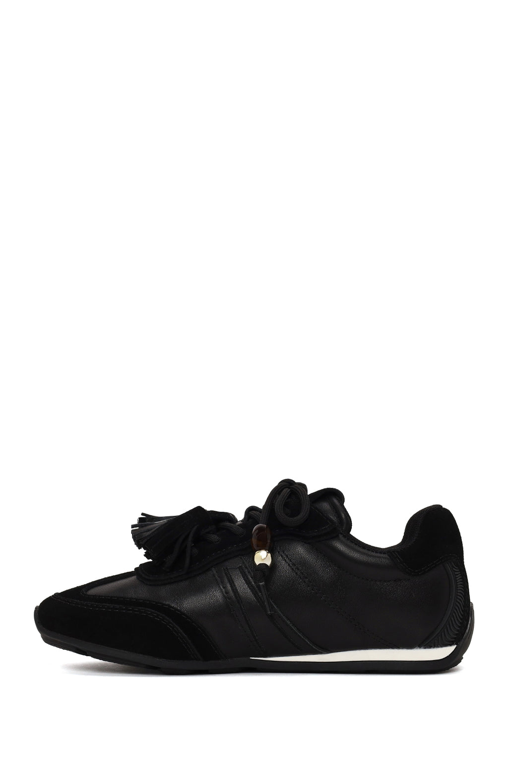 Kadın Siyah Bağcıklı Charmlı Leopar Deri Sneaker