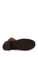 Woman Brown Zip Closure Chunky Heeled Suede Boots | Derimod Woman Brown Zip Closure Chunky Heeled Suede Boots | Derimod