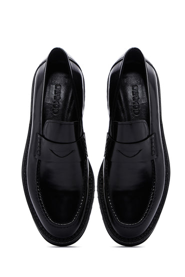 Erkek Siyah Deri Casual Loafer_5