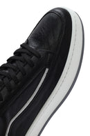 Erkek Siyah Bağcıklı Deri Sneaker | Derimod Erkek Siyah Bağcıklı Deri Sneaker | Derimod