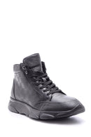 Men's Checkered Leather Boot Sneaker | Derimod Men's Checkered Leather Boot Sneaker | Derimod
