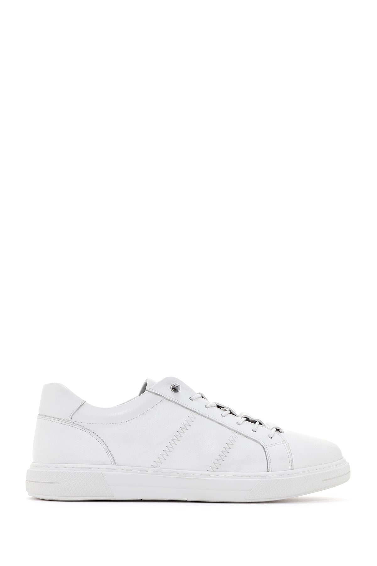 Erkek Beyaz Bağcıklı Deri Sneaker