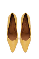 Woman Yellow Thick-Heeled Leather Stiletto | Derimod Woman Yellow Thick-Heeled Leather Stiletto | Derimod
