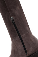 Women's Mink Thick Soled Zippered Suede Leather Casual Boots | Derimod Women's Mink Thick Soled Zippered Suede Leather Casual Boots | Derimod