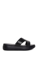 Women's Black Thick Soled Leather Slippers | Derimod Women's Black Thick Soled Leather Slippers | Derimod