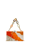 Women's Orange Long Chain Strap Mini Box Bag | Derimod Women's Orange Long Chain Strap Mini Box Bag | Derimod