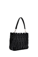 Women's Black Long Strap Knitted Shoulder Bag | Derimod Women's Black Long Strap Knitted Shoulder Bag | Derimod