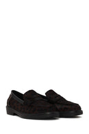 Kadın Leopar Desenli Tüylü Deri Maskülen Loafer | Derimod Kadın Leopar Desenli Tüylü Deri Maskülen Loafer | Derimod