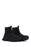 Women's Black Stone High Top Sneaker | Derimod Women's Black Stone High Top Sneaker | Derimod