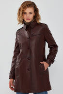 Scarlet Kadın Kahverengi Deri Trençkot | Derimod Scarlet Kadın Kahverengi Deri Trençkot | Derimod