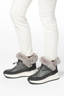 Geox Women's Gray D Spherica Active X2 Shearling Waterproof Leather Boots | Derimod Geox Women's Gray D Spherica Active X2 Shearling Waterproof Leather Boots | Derimod