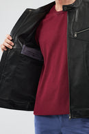 Bruce Erkek Siyah Regular Deri Ceket | Derimod Bruce Erkek Siyah Regular Deri Ceket | Derimod