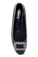 Women's Leather Stone Ballerinas | Derimod Women's Leather Stone Ballerinas | Derimod