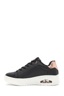Skechers Women's Black Uno Court Lace-Up Chunky Sole Leather Sneakers | Derimod Skechers Women's Black Uno Court Lace-Up Chunky Sole Leather Sneakers | Derimod