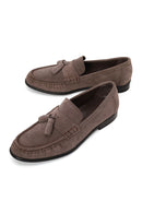 Erkek Gri Püsküllü Süet Deri Casual Loafer | Derimod Erkek Gri Püsküllü Süet Deri Casual Loafer | Derimod