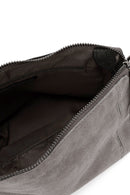 Woman Gray Long-Strap Suede Crossbody Bag | Derimod Woman Gray Long-Strap Suede Crossbody Bag | Derimod