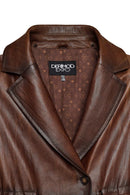 Juliet Women's Brown Fur Leather Coat | Derimod Juliet Women's Brown Fur Leather Coat | Derimod