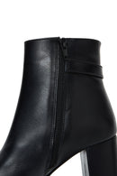 Women's Black Leather Buckle Heeled Classic Boots | Derimod Women's Black Leather Buckle Heeled Classic Boots | Derimod