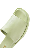 Women's Green Leather Slippers | Derimod Women's Green Leather Slippers | Derimod