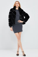 Melrose Women's Black Teddy Leather Jacket | Derimod Melrose Women's Black Teddy Leather Jacket | Derimod