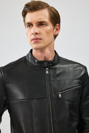 Bruce Erkek Siyah Regular Deri Ceket | Derimod Bruce Erkek Siyah Regular Deri Ceket | Derimod