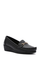 Kadın Siyah Dolgu Topuk Loafer | Derimod Kadın Siyah Dolgu Topuk Loafer | Derimod