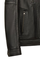 Calvin Male Black Mandarin Collar Leather Jacket | Derimod Calvin Male Black Mandarin Collar Leather Jacket | Derimod